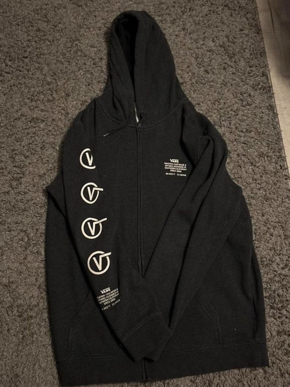 Vans Black Zip-Up Hoodie with White Sleeve Logos